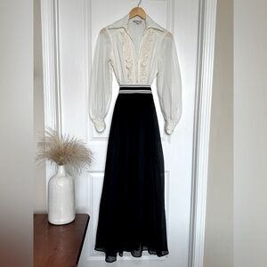 Vintage Frances Henaghan Dress long Maxi Tie Waist Size Small